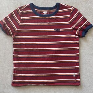 Vans Striped Tee in Burgundy